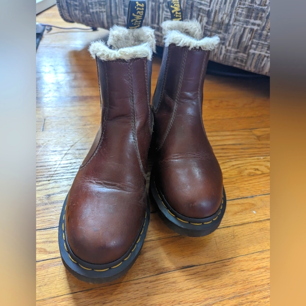 Dr. Marten's 2976 Women's Faux Fur Lined Chelsea Boots - Brown - EU 39 Women's 8